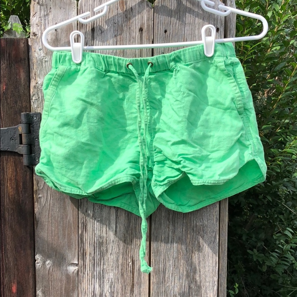 Green linen shorts jcrew